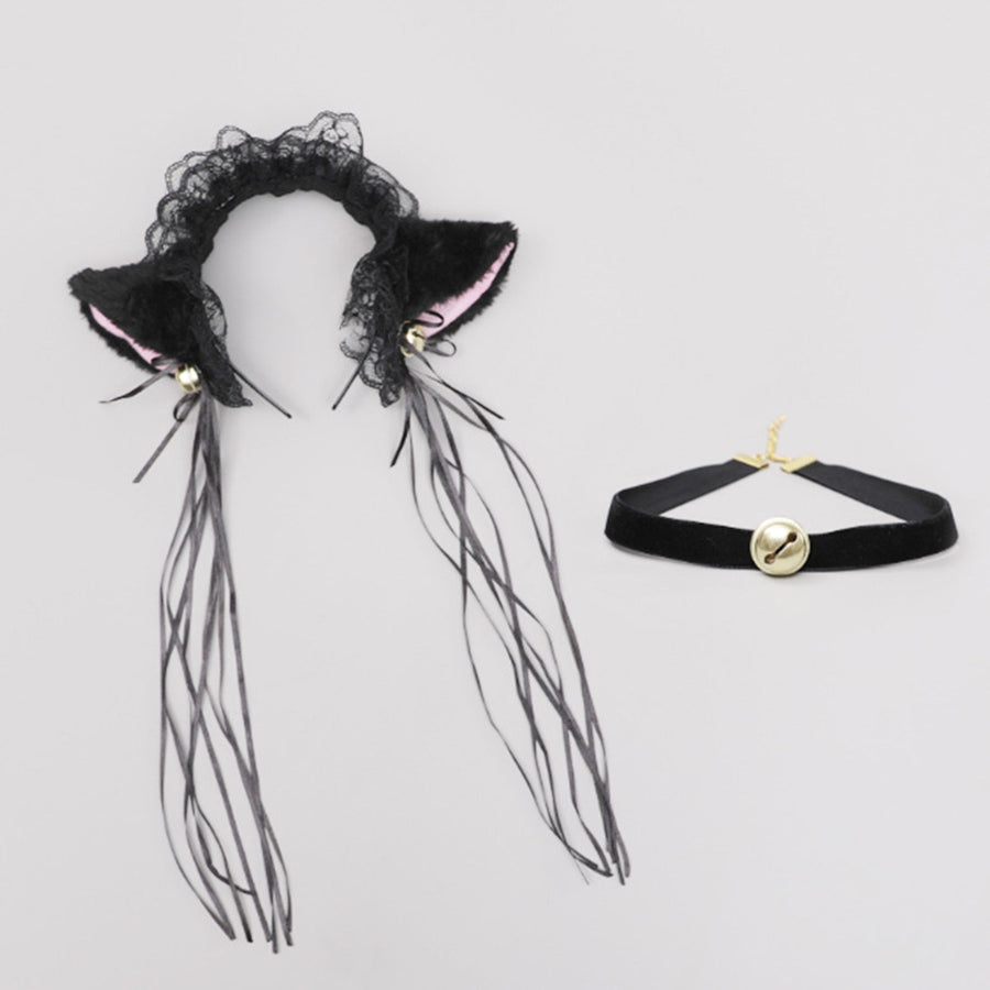 Yomorio Neko Girl Headband and Choker Lace Cat Ears Headpiece 2 Piece Cat Cosplay Accessories