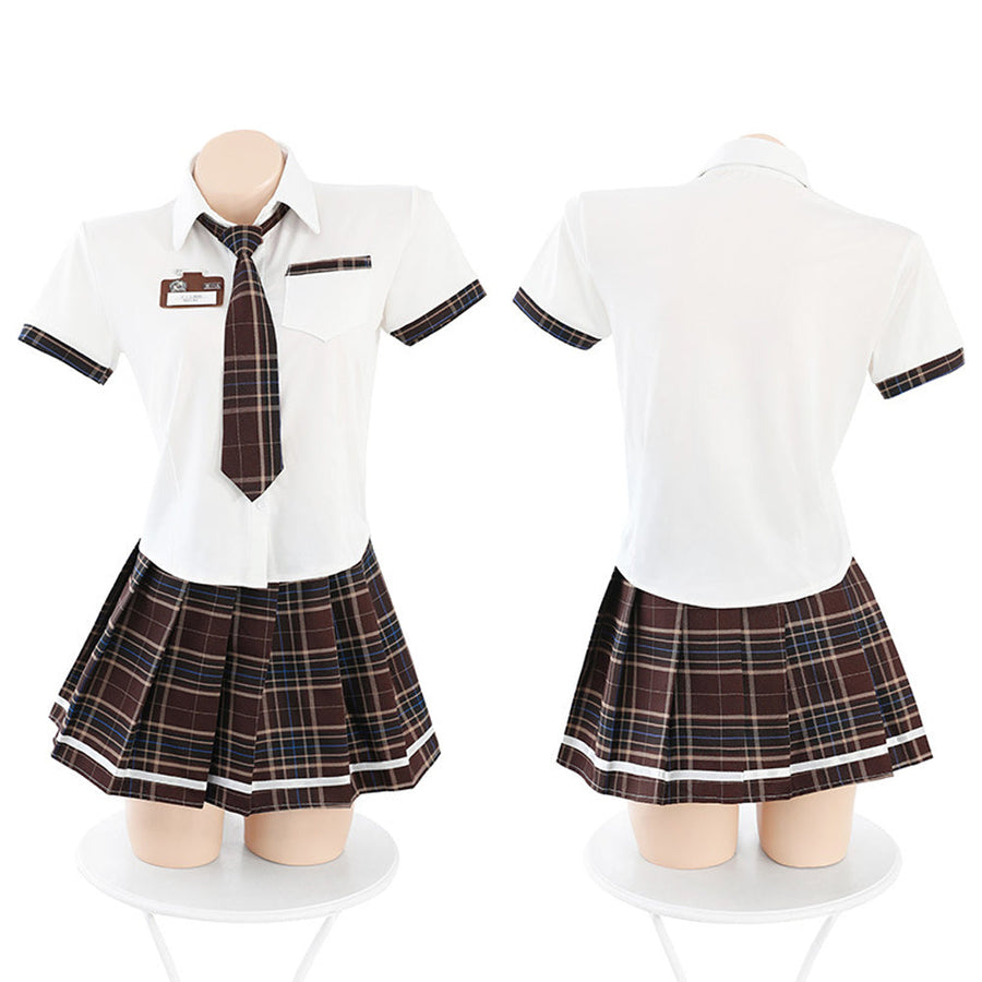 White Short Sleeve Shirt and Skirt Uniform