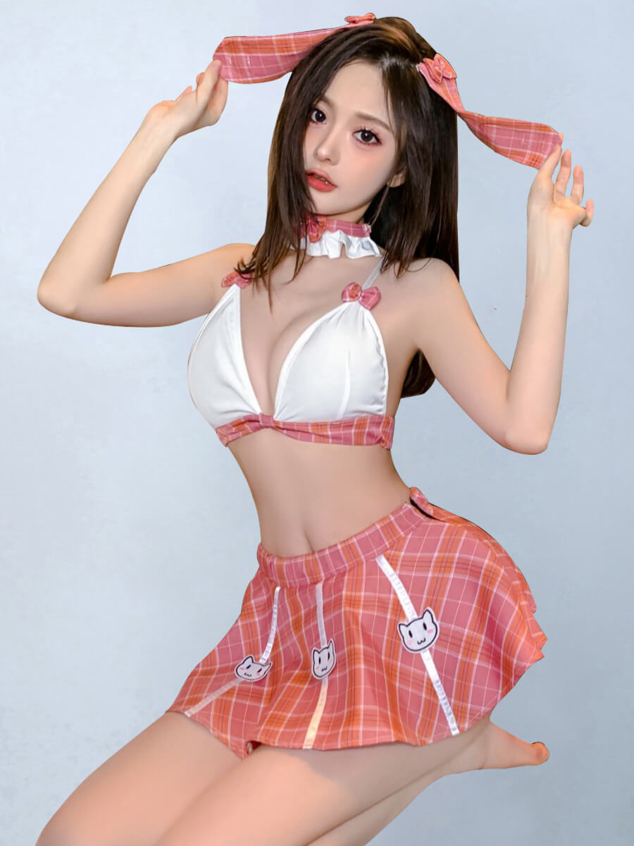 Japanese Anime Plaid Skirt Set