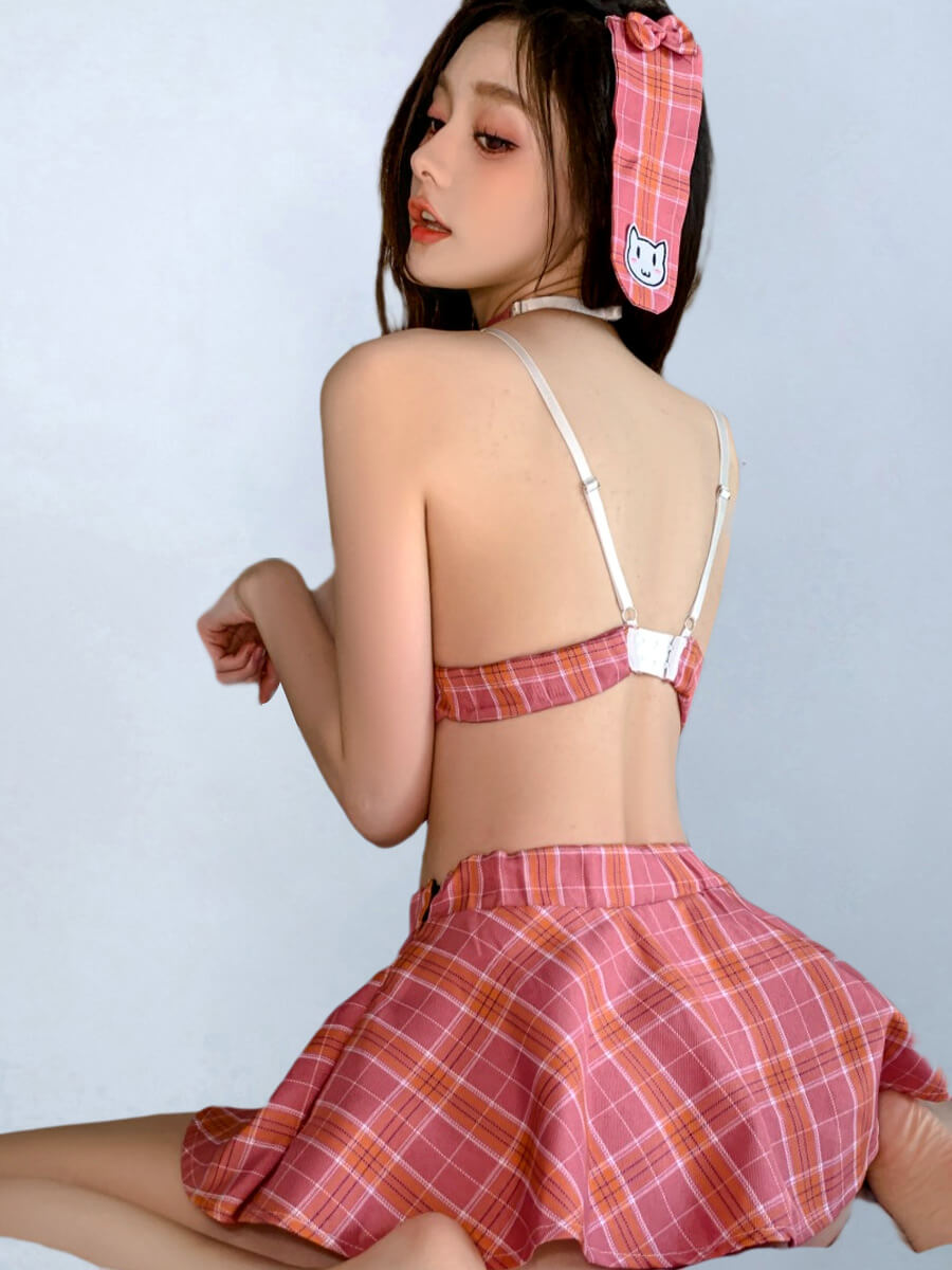 Japanese Anime Plaid Skirt Set