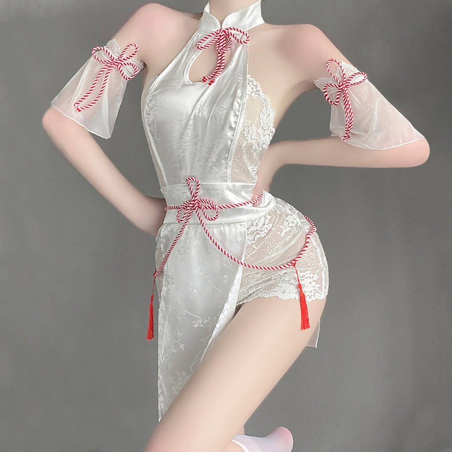 Yomorio Sexy Lace Chinese Style Lingerie Cosplay Costume White Backless Anime Dress