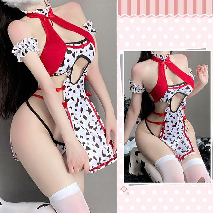 Yomorio Sexy Cow Lingerie Cute Exotic Babydoll Dress Lolita Anime Cosplay Costume