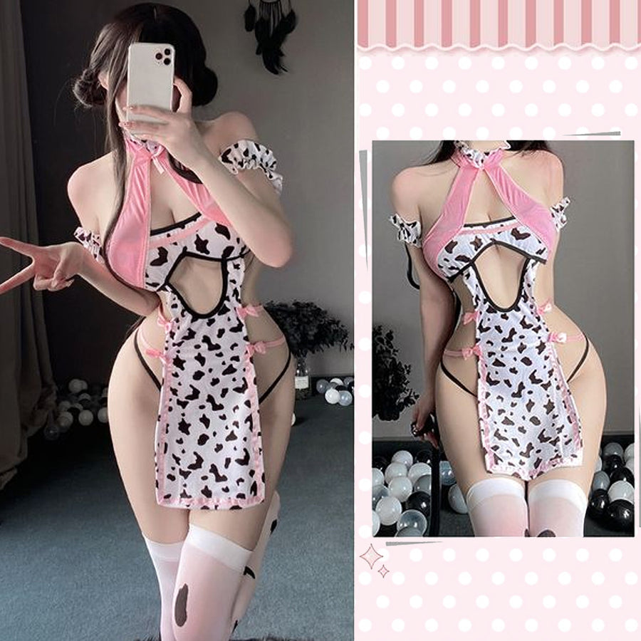 Yomorio Sexy Cow Lingerie Cute Exotic Babydoll Dress Lolita Anime Cosplay Costume