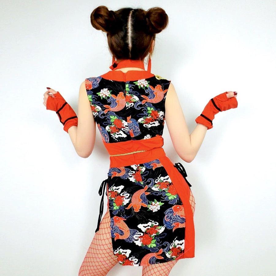 Yomorio Sexy Kimono Dress Japanese Anime Cosplay Costume Side Slit Asian Lingerie Dress