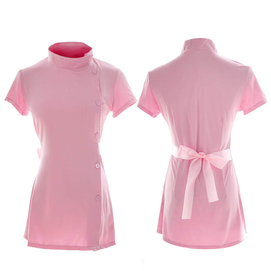 Yomorio Sexy Nurse Lingerie Costume Pink Button Front Nurse Cosplay Uniform