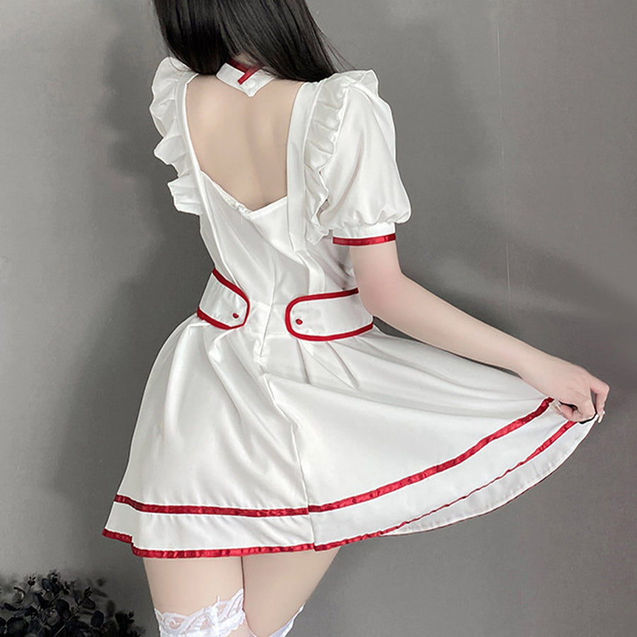 Yomorio Sexy Nurse Outfit Adult Hospital Nurse Cosplay Costume White Nurse Fancy Dress