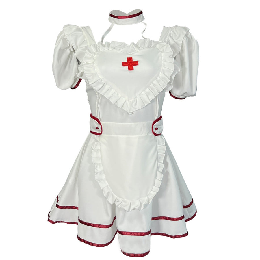 Yomorio Sexy Nurse Outfit Adult Hospital Nurse Cosplay Costume White Nurse Fancy Dress