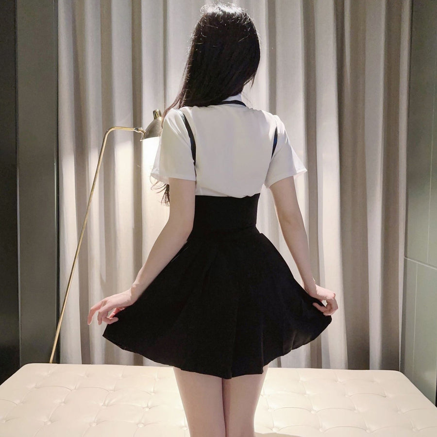 Classic White Shirt with  Skirt and Waist Cincher