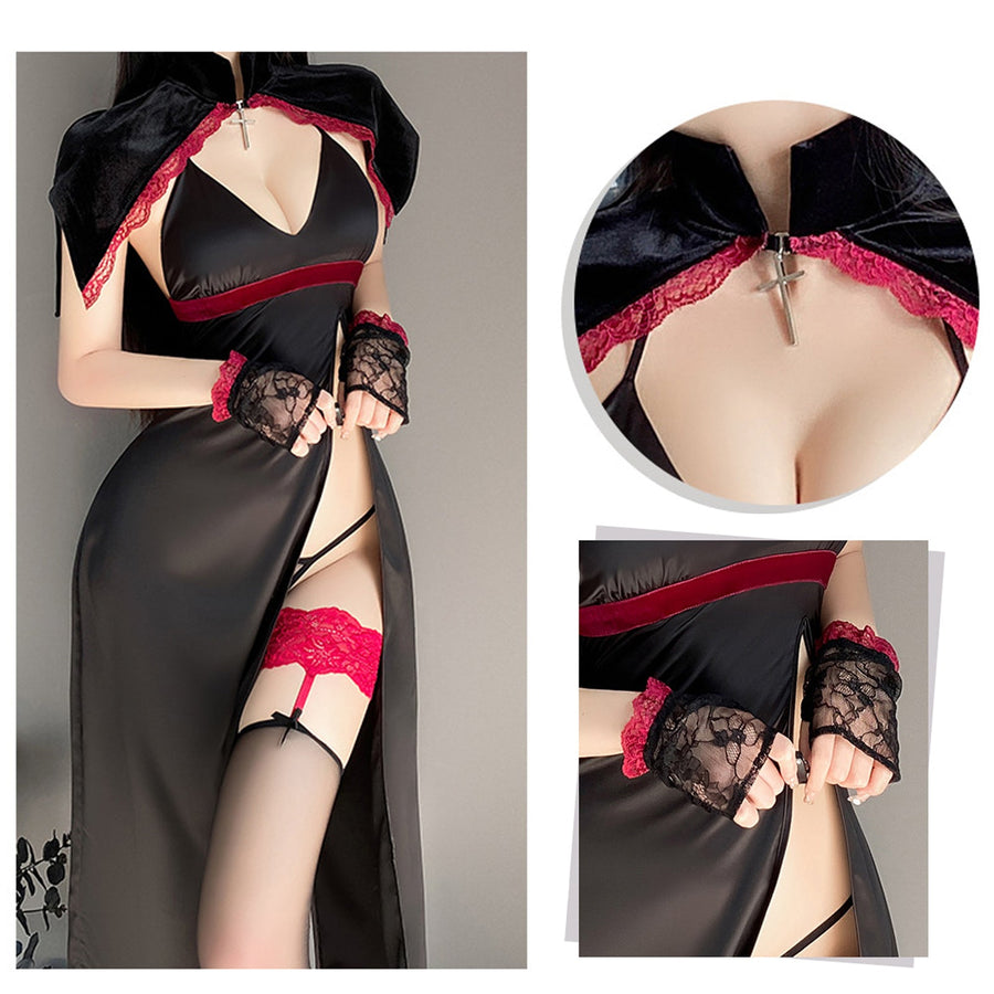 Yomorio Succubus Cosplay Outfit Devil Anime Costume Sexy High Slit Lingerie Dress