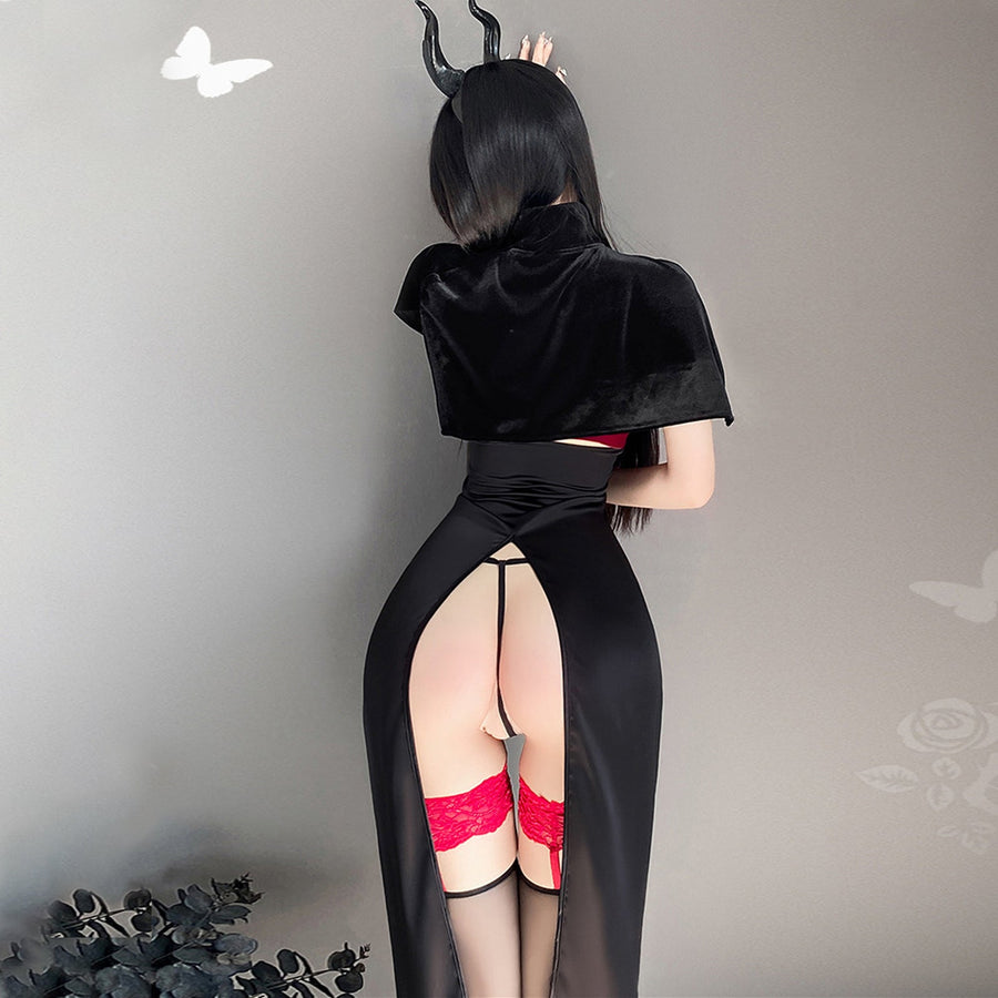 Yomorio Succubus Cosplay Outfit Devil Anime Costume Sexy High Slit Lingerie Dress