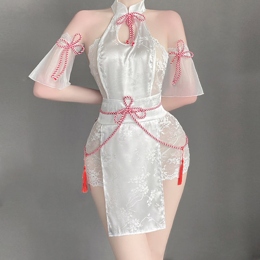 Yomorio Sexy Lace Chinese Style Lingerie Cosplay Costume White Backless Anime Dress