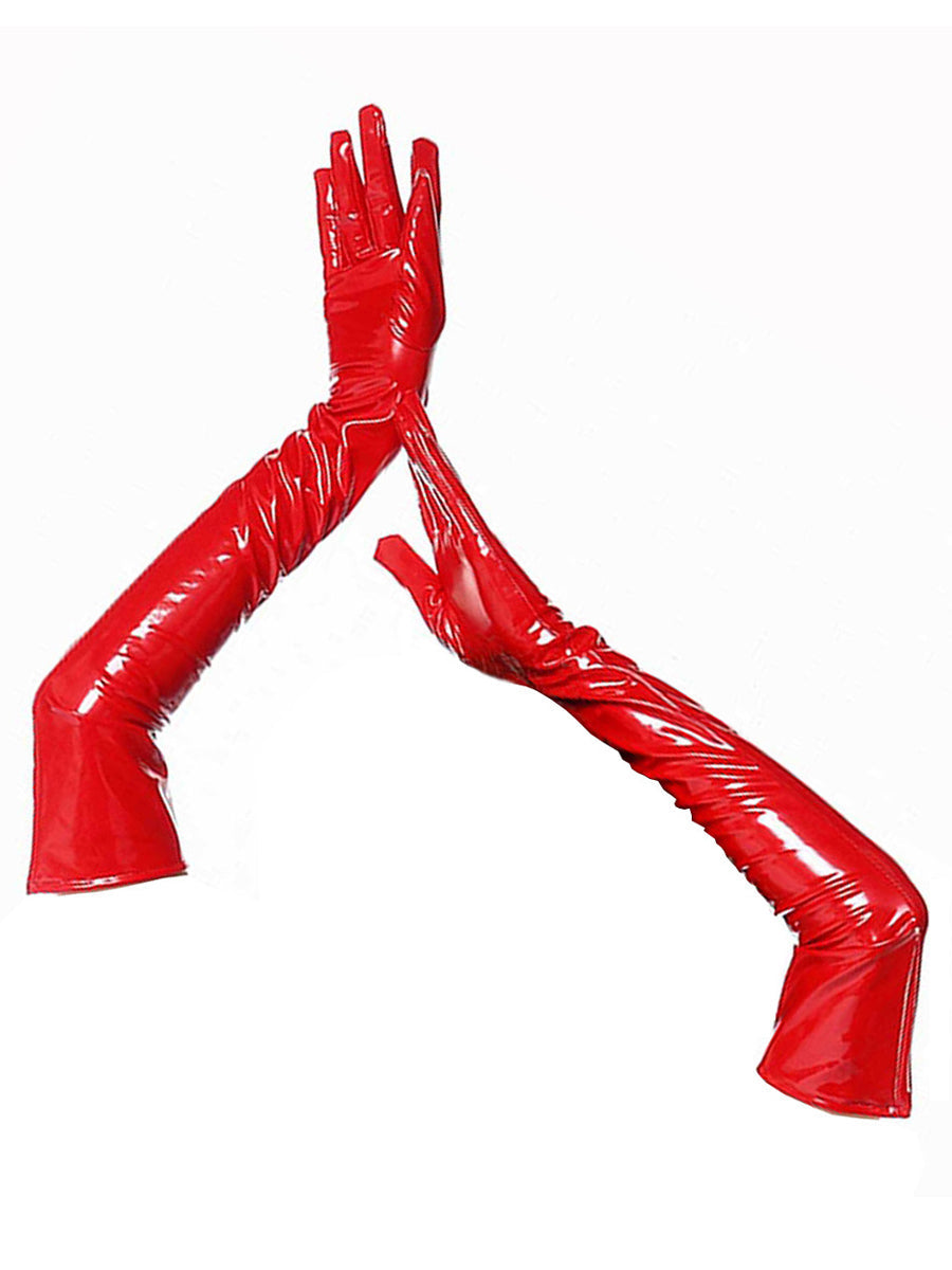 Yomorio Women's Wet Look Long Gloves